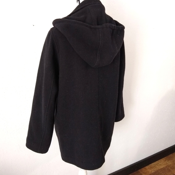 𝅺SANDRO Wool coat Removable hood Black Womens size M - Picture 2 of 10